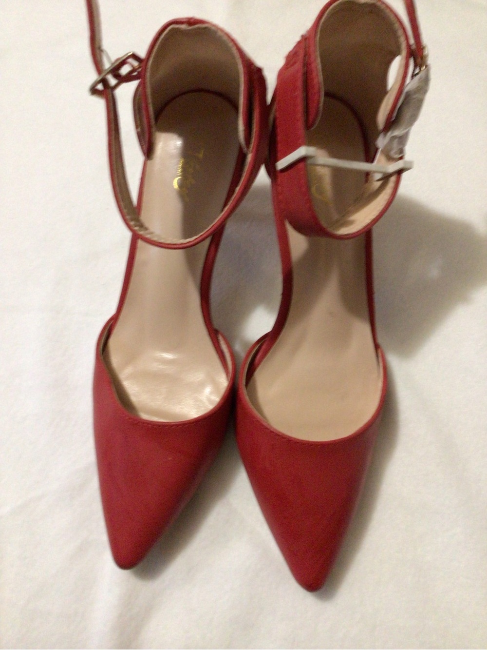 Red Pointed Toe Ankle Strap Pumps